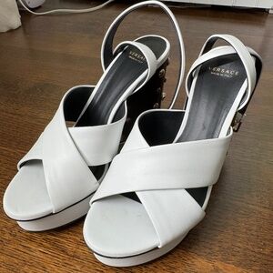 Versace white leather sandals